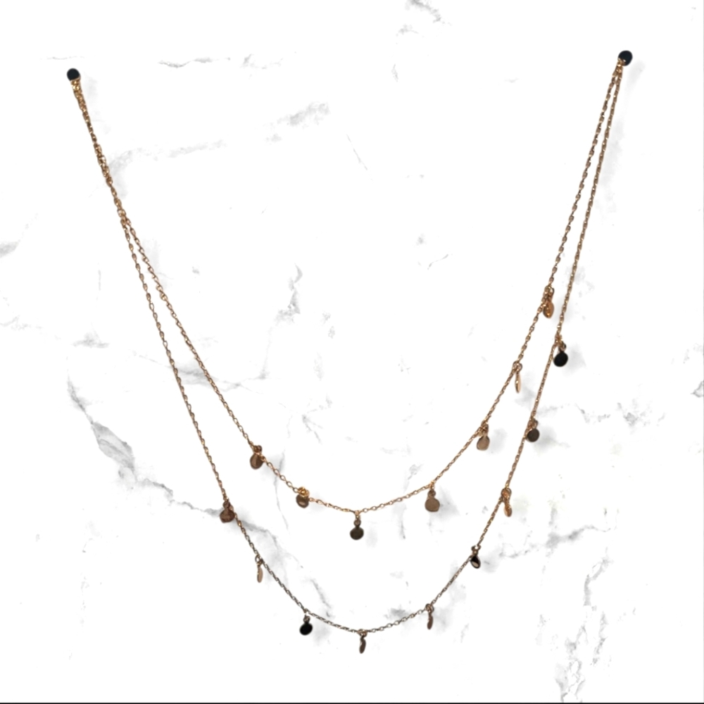 Dainty Gold Double Strand Necklace: 10"
